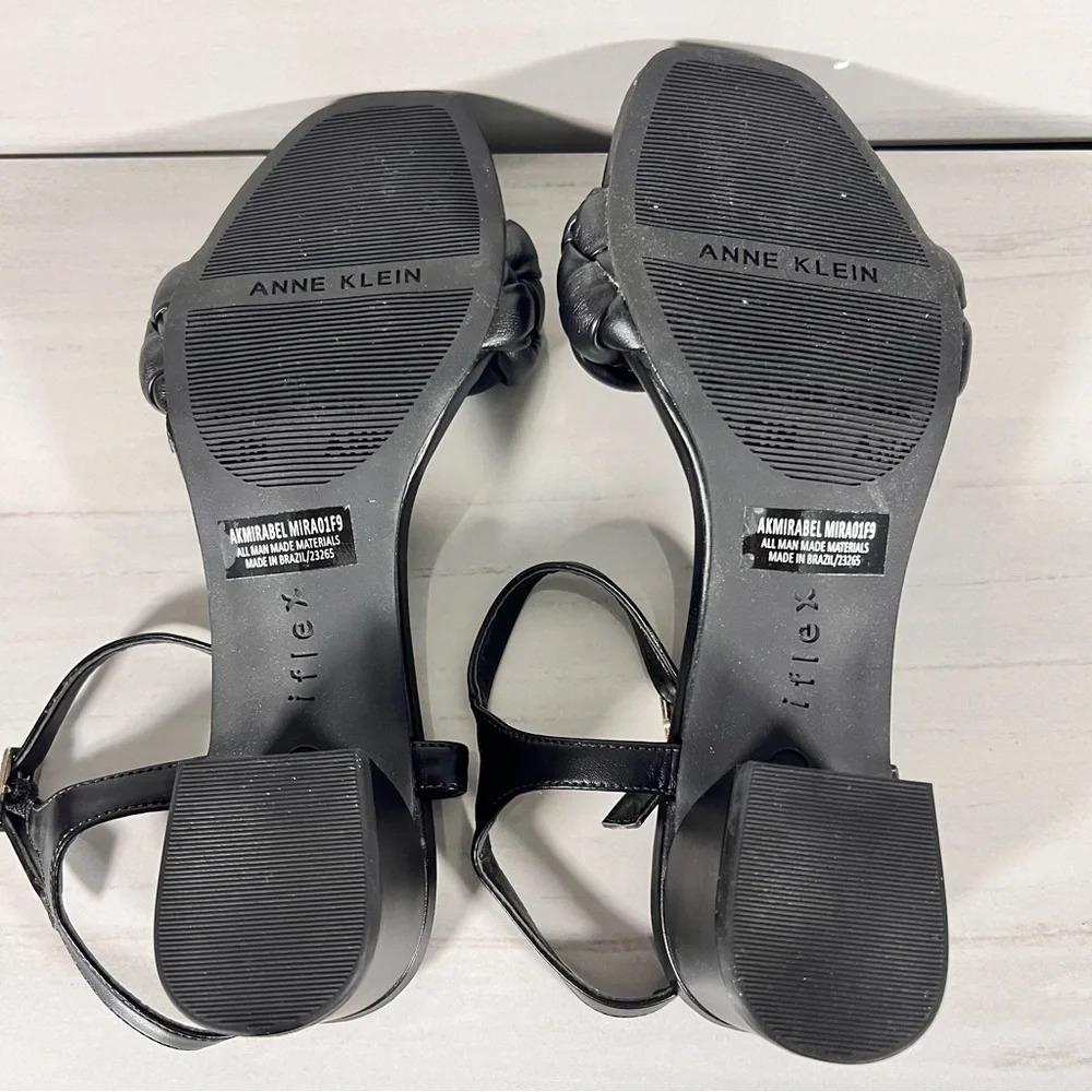 Anne Klein Mirabel Womens Faux Leather Open Toe Block Heel Black Size 8 - Picture 6 of 8